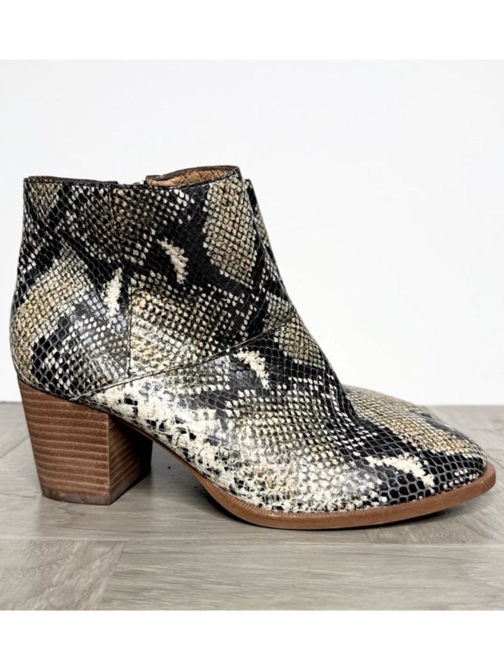 Madewell Snake Skin Print Leather Bootie 6 1/2